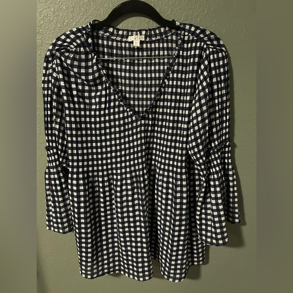Spense Tops - Blue & White Gingham Blouse